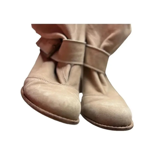 Splendid Tan Soft Suede Slouchy Ankle Boots Front Buckle Block Heel Size 9 Women - Picture 8 of 12